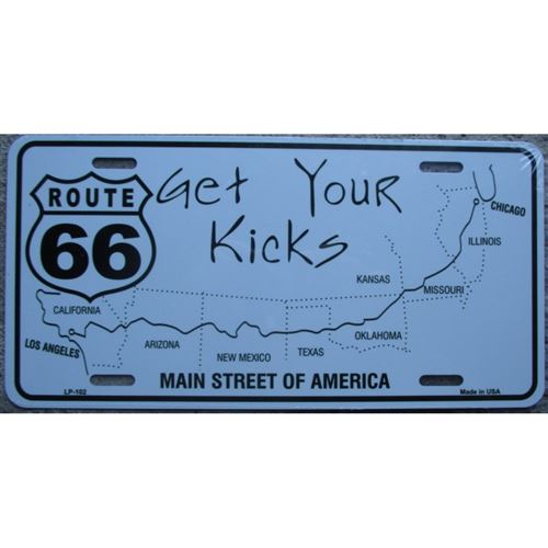 Plaque d'immatriculation route 66 get your kicks main street