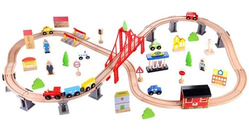 Tooky Toy train junior bois naturel 70-pièces