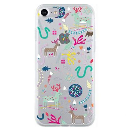 Coque semi-rigide transparente motifs rennes pour iPhone SE (2020)/8/7