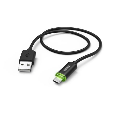 Hama Câble de charge / données micro-USB avec affichage à LED 1 M noir