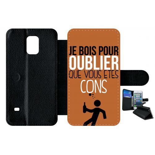 Etui à rabat samsung galaxy s5 je bois pour oublier que vous etes con 8