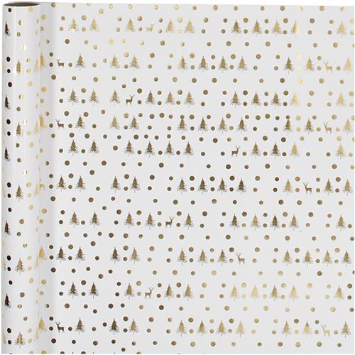 Vivi Gade papier d'emballage sapin de Noël 200 x 70 cm blanc/or