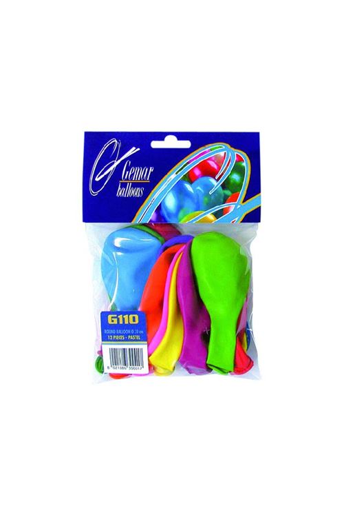 Sachet 12 Ballons Standard Multi Diametre 30 Cm - Multicolores