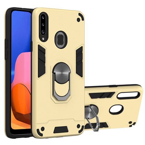 Coque en TPU hybride 2 en 1 amovible avec béquille or pour votre Samsung Galaxy A20s