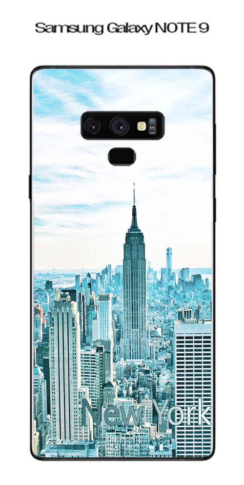 Coque Samsung Galaxy Note 9 design New York bleu avec nom