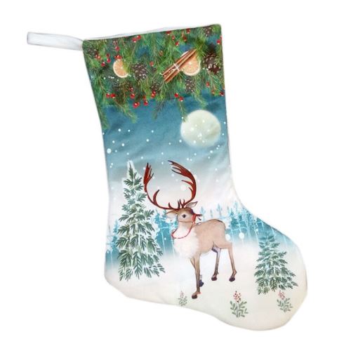 Bas de noël sac cadeau renne, décorations de noël - Beige 12x26x17CM