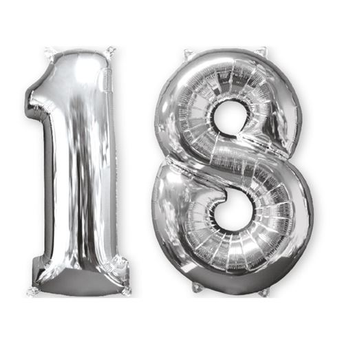 ballon chiffre 18 argent 66cm