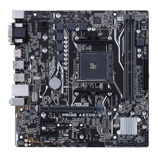 ASUS PRIME A320M-E - Carte-mère - micro ATX - Socket AM4 - AMD A320 Chipset - USB 3.1 - Gigabit LAN - carte graphique embarquée (unité centrale requise) - audio HD (8 canaux)