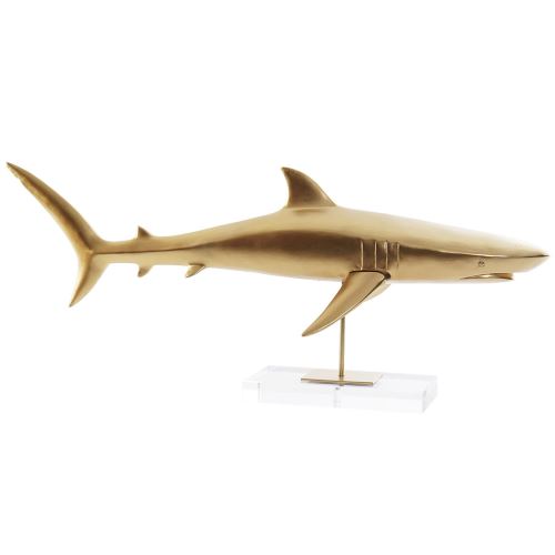 Statue Requin doré en résine 73 cm