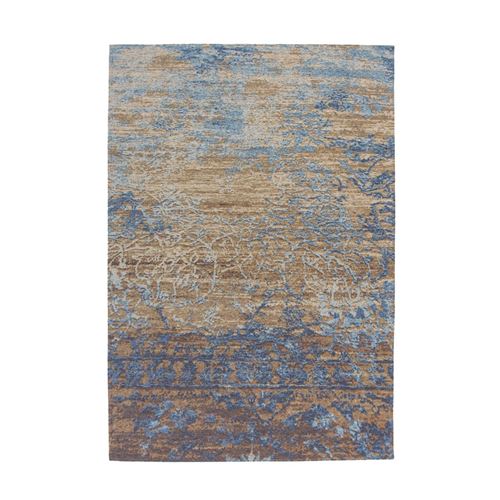 Paris Prix Bleu Tapis Jacquard À Poils Courts "Blaze" & Beige 155 X 230 Cm
