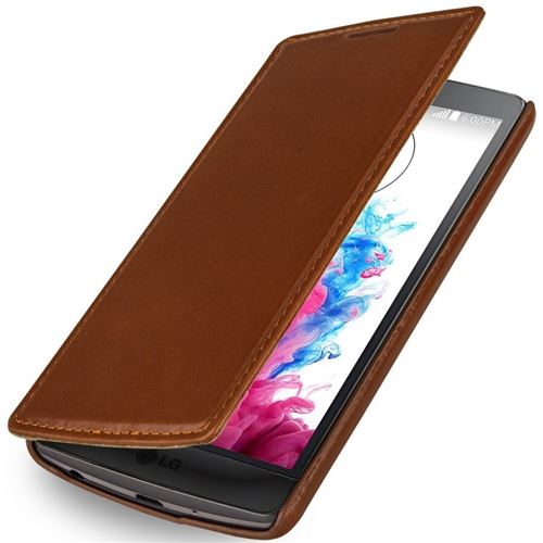 Etui pour LG G3s Book Type sans clip en cuir véritable cognac Stilgut