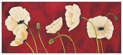 LUFFARELLI - Danza di papaveri bianchi (Panneaux MDF 136x60 cm)