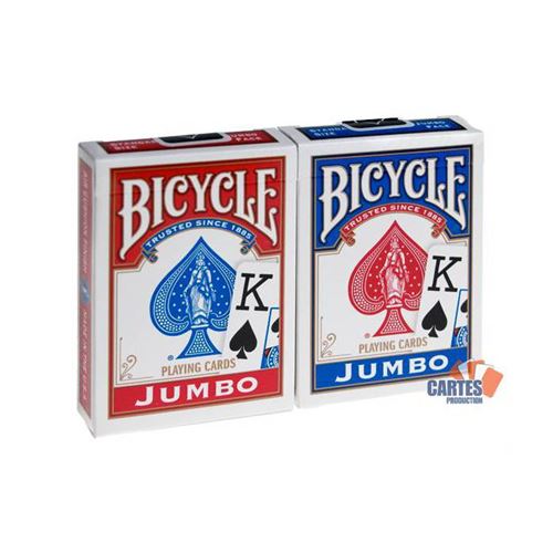 Duo Pack RIDER BACK Jumbo – Bicycle – 2 jeux de 56 cartes toilées plastifiées – format poker – 2 index jumbo