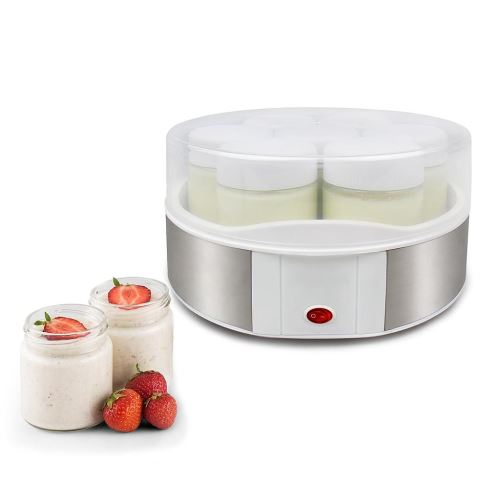 Todeco - Yaourtière, Machine pour Yahourt Naturel, 7 pots, 23 x 23 x 12 cm, Blanc, Capacité par pot: 0,21 L
