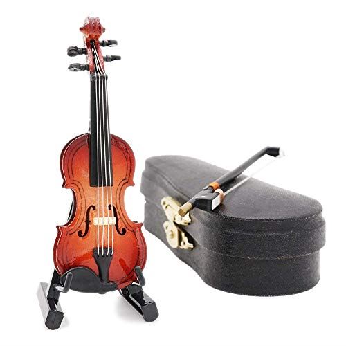 Odoria 112 Violin with Wooden Bow Stand and Case Musical Instrument Miniaure Dollhouse