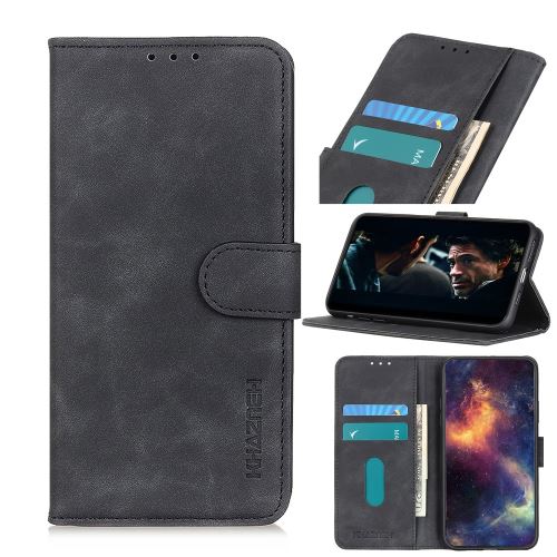 Etui en PU rétro avec support noir pour votre OnePlus 8 Pro