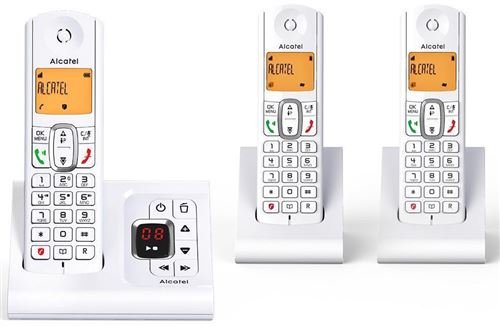 Alcatel Classic F630 Voice Trio - Téléphone sans fil avec ID d'appelant - DECT - (conférence) à trois capacité d'appel - gris, blanc + 2 combinés supplémentaires