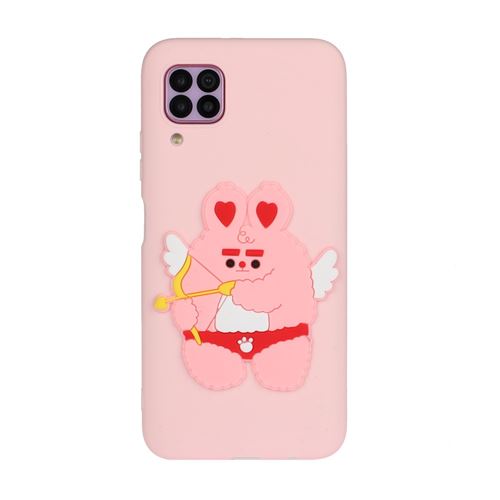 Coque en TPU + PU poupée animale enduite Cupidon pour votre Huawei P40 Lite 4G/Nova 6 SE/Nova 7i