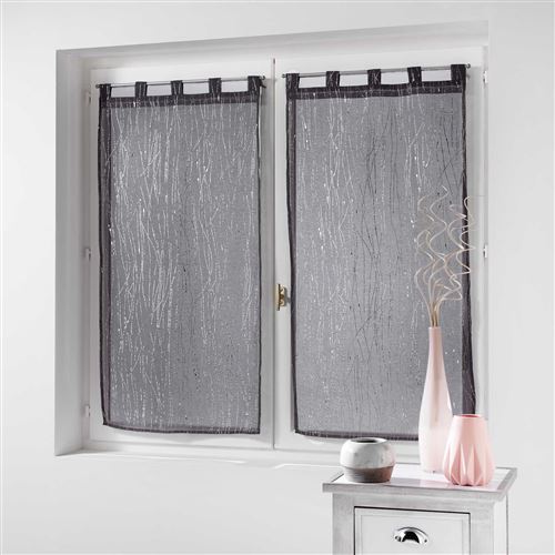 Paire droite passants 2 x 60 x 160 cm voile sable applique filiane Anthracite