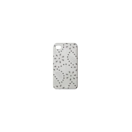 Coque simili cuir blanche fleurs strass iphone 5 / 5S