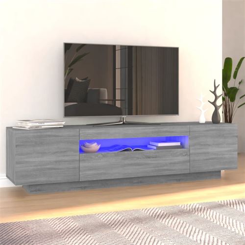 Vidaxl Gris Meuble Tv Avec Led - Sonoma - Image 3