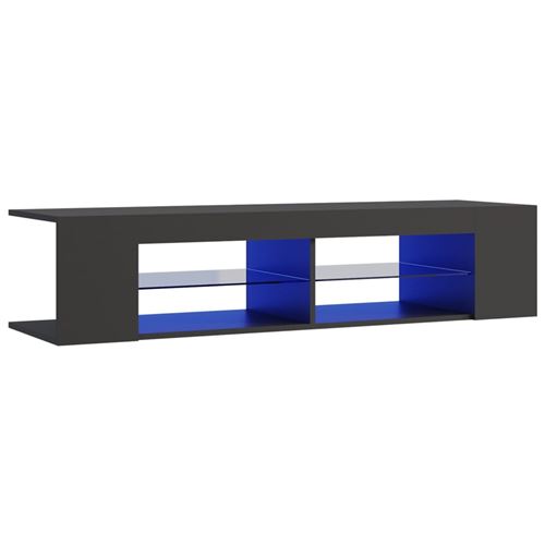 vidaXL Meuble TV avec lumières LED Gris clair 135x39x30 cm