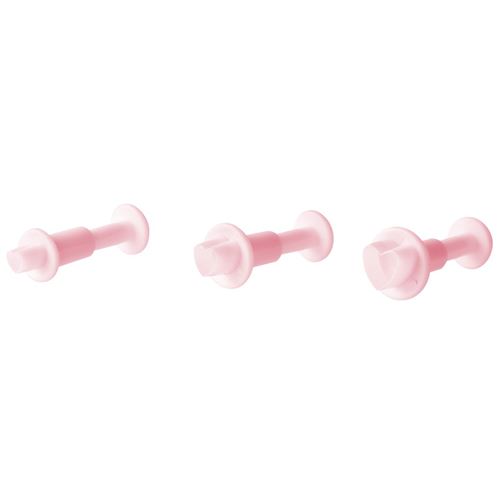 Lot de 3 emporte-pièces cœur à poussoir pour pâte à sucre Zenker Candy ref 43073