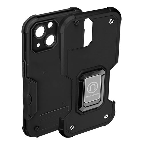Coque iPhone 14 Antichoc Hybride avec Anneau Support Magnétique Avizar Noir