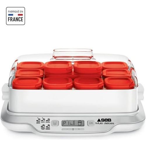 Seb Yaourtiere 12Pots 140 Ml, Yaourts Et Desserts Maison, 5 Programmes Automatiques, 100 % Sans Bpa, Fabriqué En France Yy5114Fb