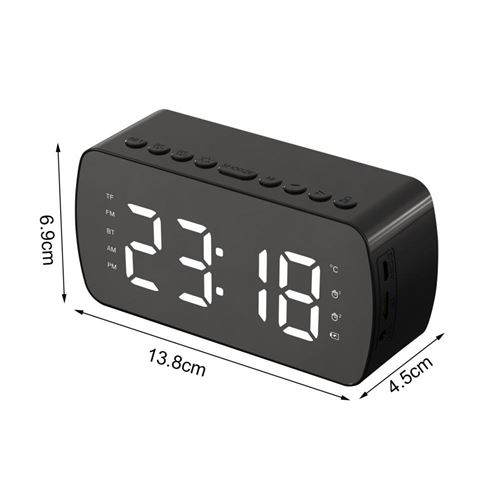 Enceinte Bluetooth G10 Miroir Réveil Noir