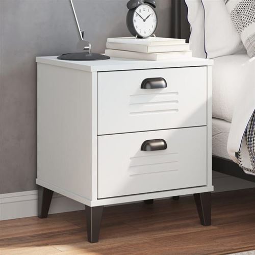 vidaXL - Table de chevet - Style Industriel - Blanc - Image 3
