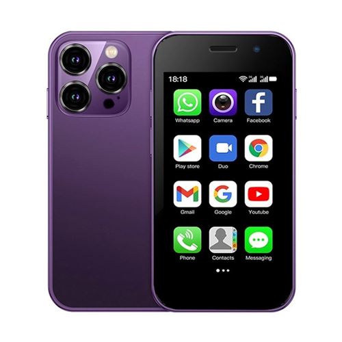 Mini Smartphone Petite Taille 3.0 Pouces 2GB+16GB Android 9.0 Dual SIM 3G WiFi Violet YONIS