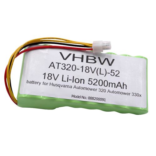 Vhbw Batterie compatible avec Husqvarna Automower 320, 330X, 420, 430, 430X, 440, 450X, 520, 550 robot tondeuse (5200mAh, 18V, Li-ion)