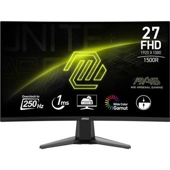 Écran Gaming - Msi - 27'' Incurvé 1500R - Qhd - 1Ms - 250Hz - Hdr Ready - Adaptive Sync - Compatible Vesa