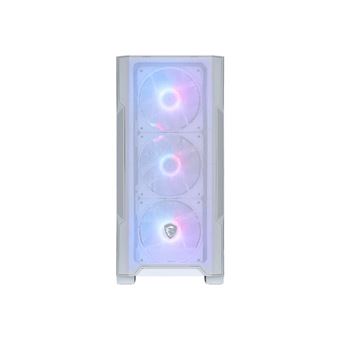 MSI MAG FORGE M100R - Tour microATX jeux - panneau latéral fenêtré (verre trempé) - pas d'alimentation (ATX) - blanc - USB/Audio