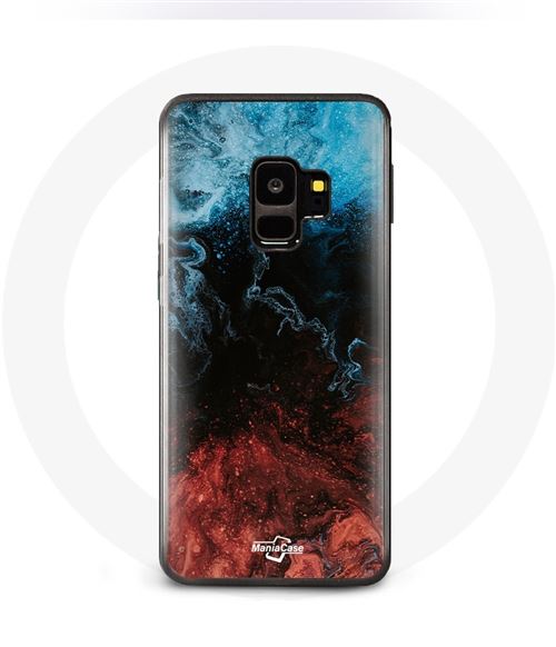 Coque Samsung Galaxy S9 fond de texture abstraite rouge noir bleu Maniacase