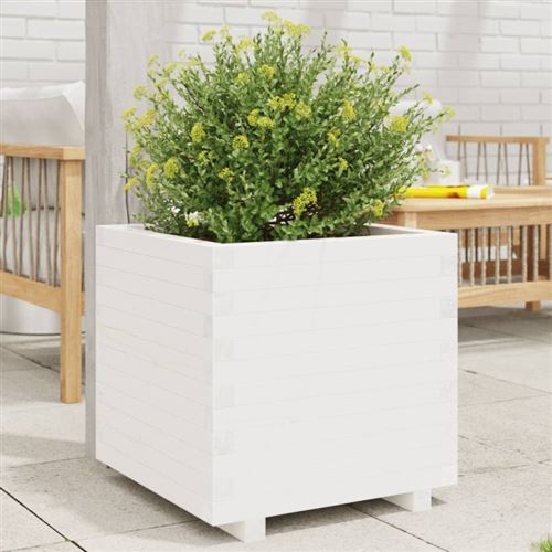 Vidaxl Blanc Jardinière 60X60x49,5 Cm Bois De Pin Massif - Image 3