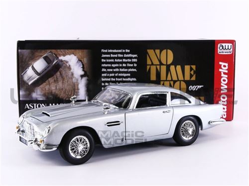 Voiture Miniature de Collection AUTO WORLD 1-18 - ASTON MARTIN DB5 - J. Bond - No Time To Die - 1965 - Silver - AWSS131