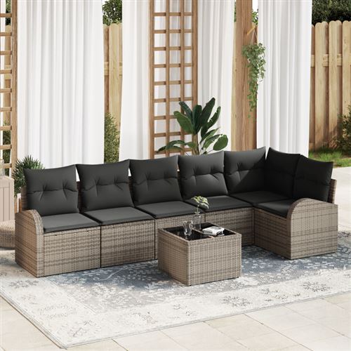 Non Communiqué Noir Ensemble De Canapés De Jardin 6 Pièces Avec Coussins Rattan Poly