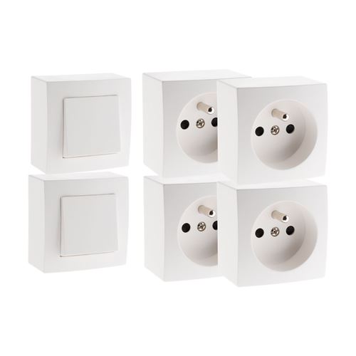 Non Communiqué Blanc Zenitech - Lot De 2 Interrupteurs Va Et Vient + 4 Prises 16A En Saillie - Presto