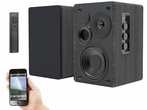 Auvisio - Enceinte Bluetooth - Haut-parleurs stéréo actifs - 50W - Bois - Image 2