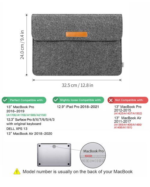 Inateck Housse 13 Pouces Compatible avec MacBook Air/Pro M2/M1