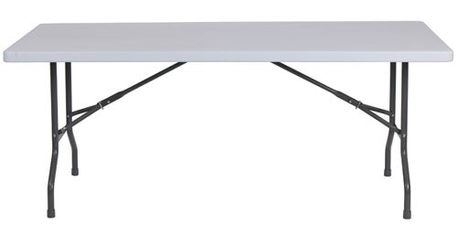 Table rectangulaire pliante en polyéthylène coloris blanc, pieds en acier noir - Longueur 183 x profondeur 74 x hauteur 76 cm - PEGANE -