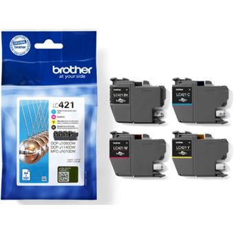 Brother LC421 - Pack de 4 - noir, jaune, cyan, magenta - original - cartouche d'encre - pour Brother DCP-J1140DW, MFC-J1010DW, MFC-J1012DW