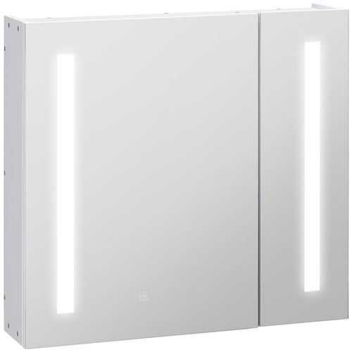 Armoire de toilette miroir lumineux LED 2 portes 3 niv. blanc