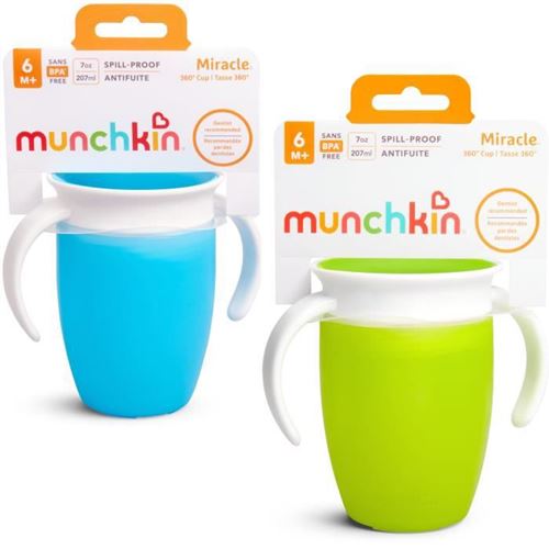Munchkin Tasse d'Apprentissage Miracle 360 - Lot de 2 Tasses