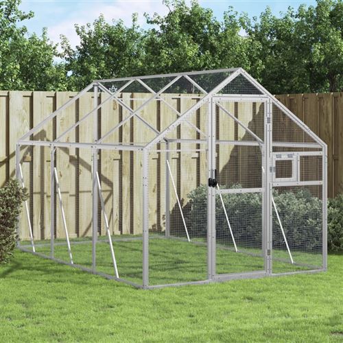 vidaXL VoliÃre 1,79x3x1,85 m aluminium zilverkleurig3155796