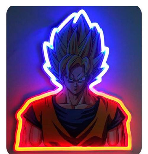 Non Communiqué Rouge Et Bleu Lampe Murale Neon - Dragon Ball Z - Goku Super Saiyan