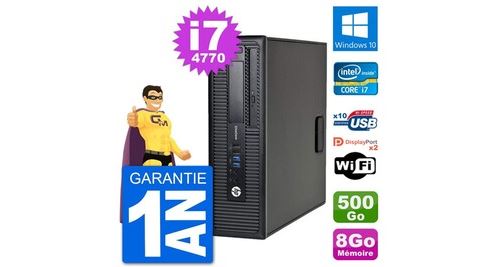 Pc hp elitedesk 800 g1 core i7-4770 ram 8go disque dur 500go windows 10 wifi