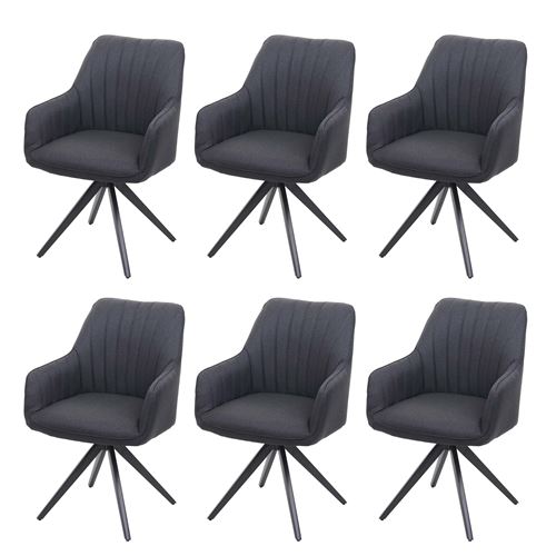 6x chaise de salle à manger MENDLER HWC-H73 acier tissu/textile gris foncé